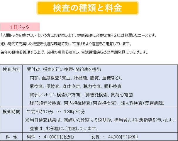 人間ドック - スケジュール1